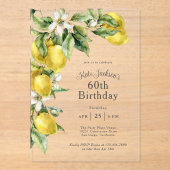 Invitations En Acrylique Citrons rustiques aquarelle 60e anniversaire (Recto)