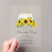 Invitations En Acrylique Citrouille blanc Sunflowers Mariage Sauvez la date (In situ (ordinateur de poche))