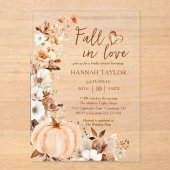 Invitations En Acrylique Citrouille de chute dans l'amour Fête des mariées (Recto)