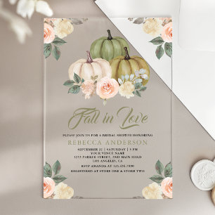 Invitations En Acrylique Citrouille Fleurie Vert Sauge Mariage Automnal