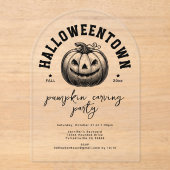 Invitations En Acrylique Citrouille Jack-o'-lantern Black Halloween Party (Recto)