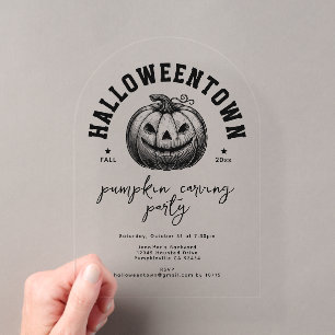 Invitations En Acrylique Citrouille Jack O Lantern Soirée noire d'Halloween