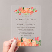 Invitations En Acrylique Citrouilles d'aquarelle Mariage d'automne (In situ (ordinateur de poche))