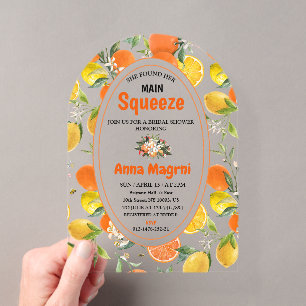 Invitations En Acrylique Citrus a trouvé son grand amour : Shower de mariag