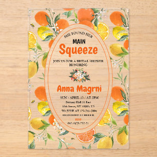 Invitations En Acrylique Citrus a trouvé son grand amour : Shower de mariag
