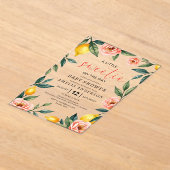 Invitations En Acrylique Citrus citron Fruit rose Floral Baby shower été (Poser)