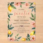 Invitations En Acrylique Citrus citron Fruit rose Floral Baby shower été (Recto)