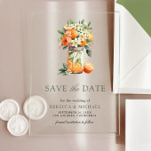 Invitations En Acrylique Citrus Orange Mason Jar Mariage Enregistrer la dat