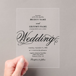 Invitations En Acrylique Clair acrylique Elegant Classé Mariage de luxe