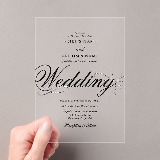 Invitations En Acrylique Clair acrylique Elegant Classé Mariage de luxe (In situ (ordinateur de poche))