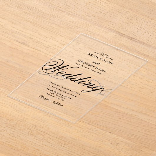 Invitations En Acrylique Clair acrylique Elegant Classé Mariage de luxe (Poser)