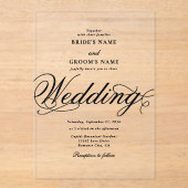 Invitations En Acrylique Clair acrylique Elegant Classé Mariage de luxe (Recto)