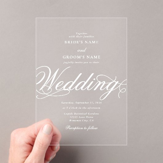 Invitations En Acrylique Clair acrylique élégant Mariage blanc de luxe élég (In situ (ordinateur de poche))