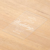 Invitations En Acrylique Clair acrylique élégant Mariage blanc de luxe élég (Poser)
