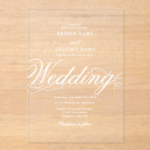 Invitations En Acrylique Clair acrylique élégant Mariage blanc de luxe élég (Recto)