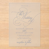 Invitations En Acrylique Clair gris moderne calligraphie Mariage classique (Recto)