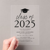 Invitations En Acrylique Classe moderne de 2025 Black Graduation Party (In situ (ordinateur de poche))