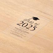 Invitations En Acrylique Classe moderne de 2025 Black Graduation Party (Poser)