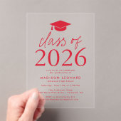 Invitations En Acrylique Classe moderne de 2025 Red Graduation Party (In situ (ordinateur de poche))