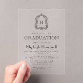 Invitations En Acrylique Classic Black Monogram Crest Graduation Party (In situ (ordinateur de poche))