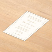 Invitations En Acrylique Classic Border Ivory and Gold Timeless Wedding (Poser)