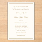 Invitations En Acrylique Classic Border Ivory and Gold Timeless Wedding (Recto)