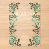 Invitations En Acrylique Classic Botanique Élégance Noël Fête de Noël (Recto)