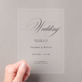 Invitations En Acrylique Classic Calligraphy Elegant Wedding (In situ (ordinateur de poche))