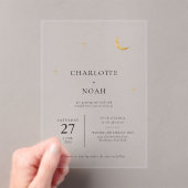 Invitations En Acrylique Classic Celestial Gold Moon Stars Mariage (In situ (ordinateur de poche))