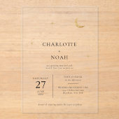 Invitations En Acrylique Classic Celestial Gold Moon Stars Mariage (Recto)