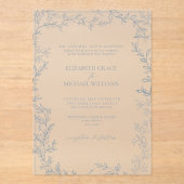 Invitations En Acrylique Classic Elegant Formal Dusty Blue Mariage (Recto)