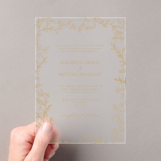 Invitations En Acrylique Classic Elegant Formal Gold Mariage (In situ (ordinateur de poche))