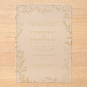 Invitations En Acrylique Classic Elegant Formal Gold Mariage (Recto)