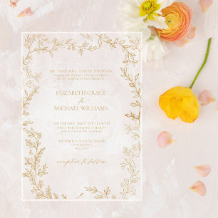 Invitations En Acrylique Classic Elegant Formal Gold Mariage
