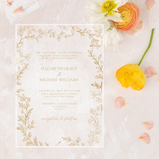 Invitations En Acrylique Classic Elegant Formal Gold Mariage
