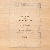 Invitations En Acrylique Classic Elegant Mariage Botanique Or (Recto)