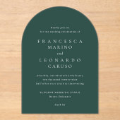 Invitations En Acrylique Classic Emerald Green Simple Wedding (Recto)