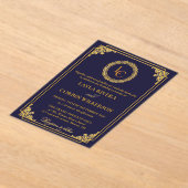 Invitations En Acrylique Classic Gold Frame Royal Monogram Wedding (Poser)