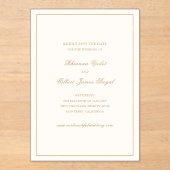 Invitations En Acrylique Classic Ivory and Gold Wedding Save the Date (Recto)
