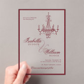 Invitations En Acrylique Classic Old Money Deep Red Retro Timeless Wedding (In situ (ordinateur de poche))