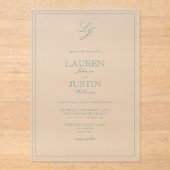 Invitations En Acrylique Classic Sage Green Calligraphie Monogramme Mariage (Recto)