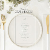 Invitations En Acrylique Classic Sage Green Calligraphie Monogramme Mariage