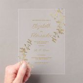 Invitations En Acrylique Classic simple elegant gold floral Wedding (In situ (ordinateur de poche))