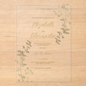 Invitations En Acrylique Classic simple elegant gold floral Wedding (Recto)