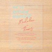 Invitations En Acrylique Classic Summer Pastel Whimsical Script Mariage (Recto)