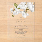 Invitations En Acrylique Classic White Orchids Frame Elegant Wedding (Recto)