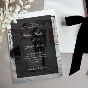 Invitations En Acrylique Classique Formel et Superposition Sombre Photo d