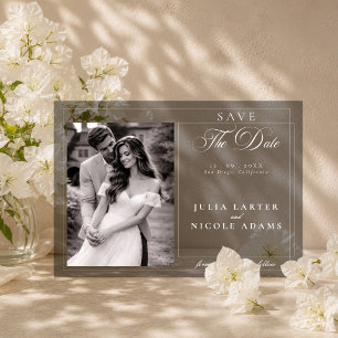 Invitations En Acrylique Classique gris ivoire calligraphie carte de faire-