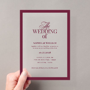 Invitations En Acrylique Classique Luxe Mariage avec cadre élégant bordea