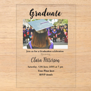 Invitations En Acrylique classique noir blanc classe ajouter année scolaire